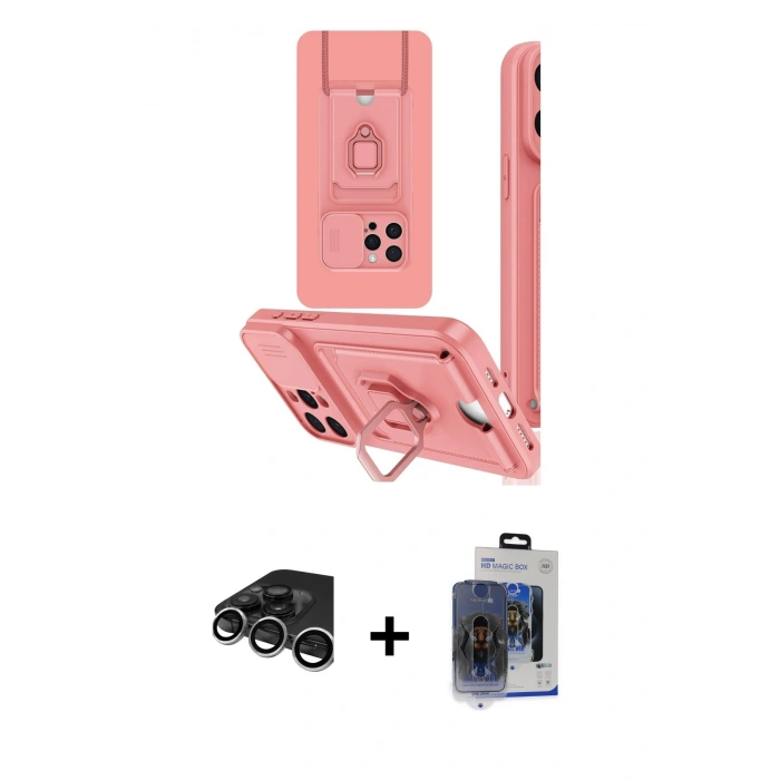 MARSİLYAN™- iPhone 15 Pro Max Kılıf Vadi Form Prime - Siyah Vanessa Magic Cam + Raze Metal Kamera Lens - GS