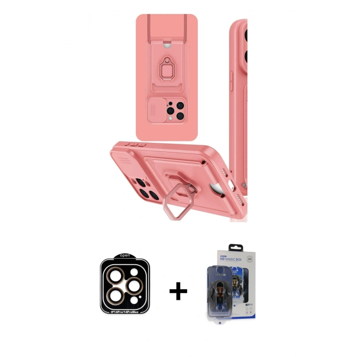 MARSİLYAN™- iPhone 15 Pro Max Kılıf Vadi Form Prime - Siyah Vanessa Magic Cam + PVD Metal Kamera Lens - TU