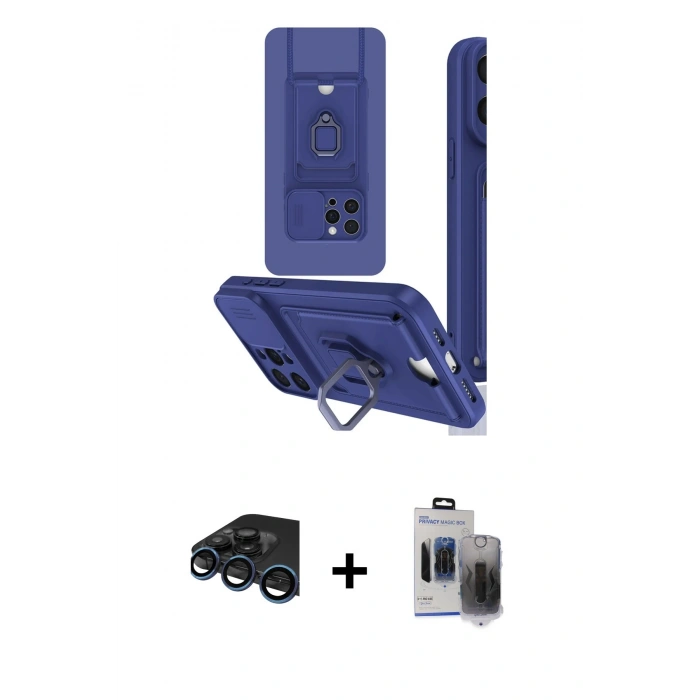 MARSİLYAN™- iPhone 15 Pro Max Kılıf Vadi Form Prime - Siyah Vanessa Magic Hayalet Cam + Raze Metal Kamera Lens - LT