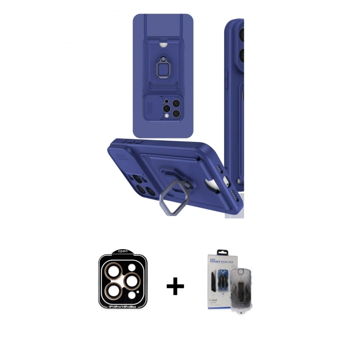MARSİLYAN™- iPhone 15 Pro Max Kılıf Vadi Form Prime - Siyah Vanessa Magic Hayalet Cam + PVD Metal Kamera Lens - TU