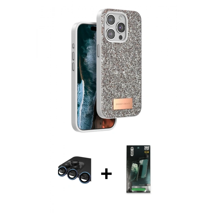 MARSİLYAN™- iPhone 15 Pro Max Kılıf Vadi Klasik Serisi - Siyah 360 Mat Full Body Arka Koruyucu + Raze Metal Kamera Lens - LT