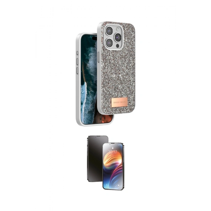 MARSİLYAN™- iPhone 15 Pro Max Kılıf Vadi Klasik Serisi - Siyah 3D Antistatik Mat Seramik Nano Ekran Koruyucu