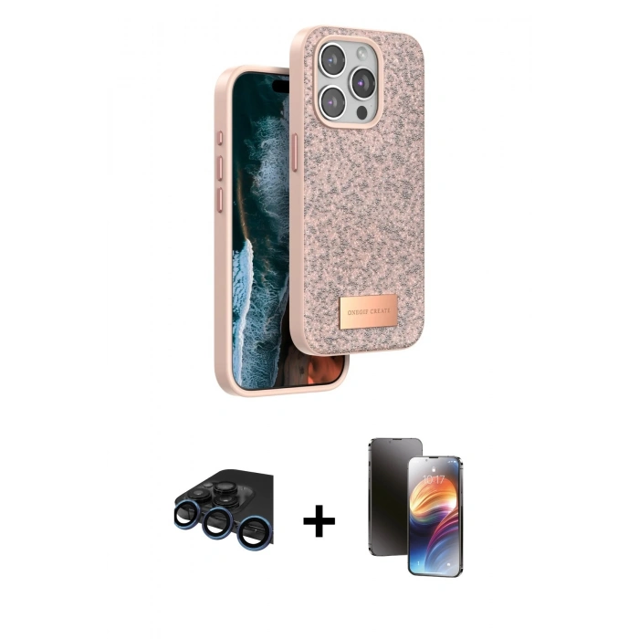 MARSİLYAN™- iPhone 15 Pro Max Kılıf Vadi Klasik Serisi - Siyah 3D Antistatik Mat Seramik Nano Ekran Koruyucu + Raze Metal Kamera Lens - LT