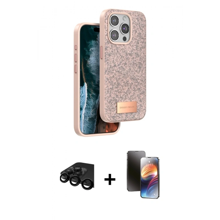 MARSİLYAN™- iPhone 15 Pro Max Kılıf Vadi Klasik Serisi - Siyah 3D Antistatik Mat Seramik Nano Ekran Koruyucu + Raze Metal Kamera Lens - SH
