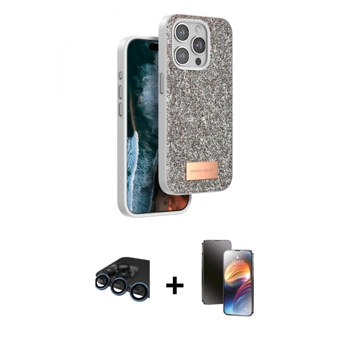 MARSİLYAN™- iPhone 15 Pro Max Kılıf Vadi Klasik Serisi - Siyah 3D Antistatik Mat Seramik Nano Ekran Koruyucu + Raze Metal Kamera Lens - LT
