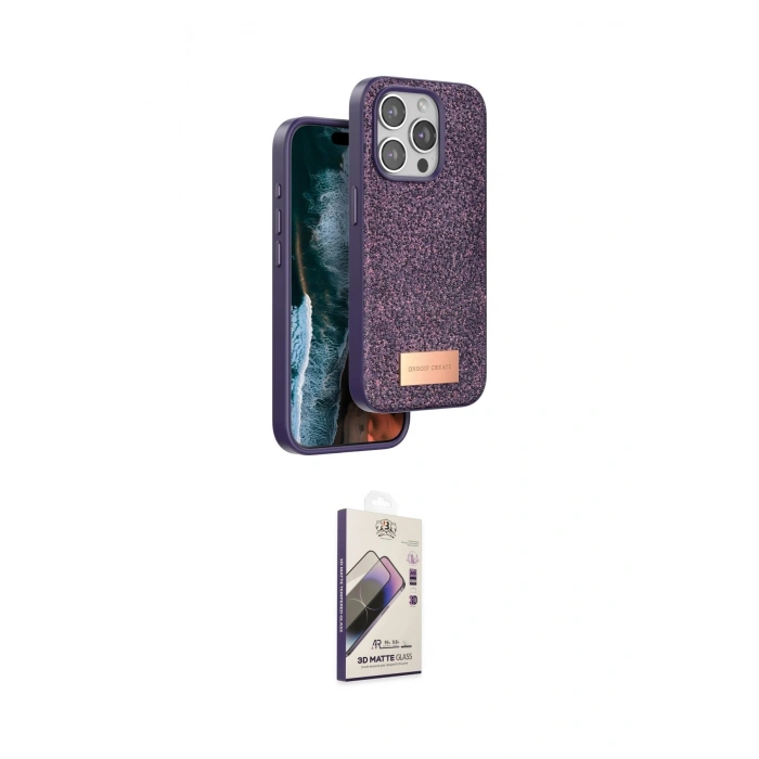 MARSİLYAN™- iPhone 15 Pro Max Kılıf Vadi Klasik Serisi - Siyah Bilvis 3D Mat Cam Ekran Koruyucu