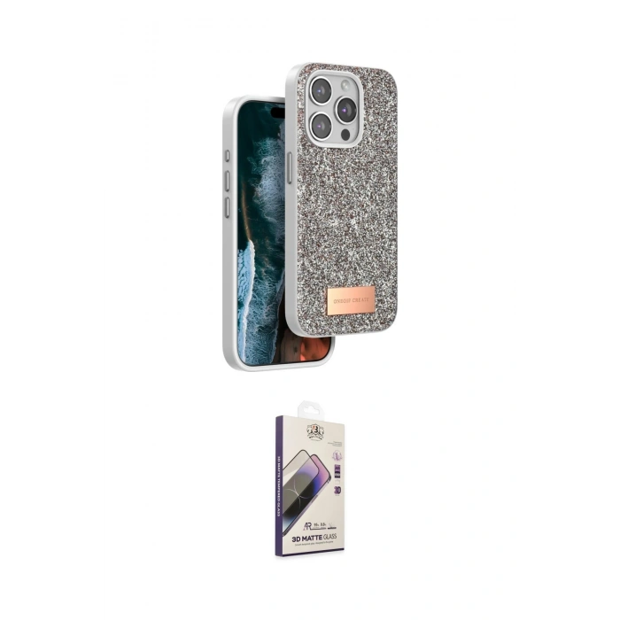 MARSİLYAN™- iPhone 15 Pro Max Kılıf Vadi Klasik Serisi - Siyah Bilvis 3D Mat Cam Ekran Koruyucu