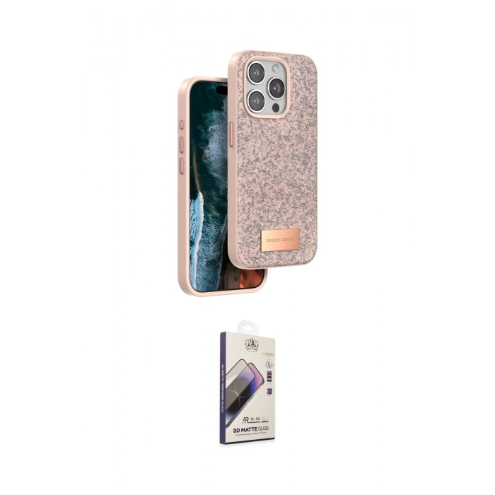 MARSİLYAN™- iPhone 15 Pro Max Kılıf Vadi Klasik Serisi - Siyah Bilvis 3D Mat Cam Ekran Koruyucu