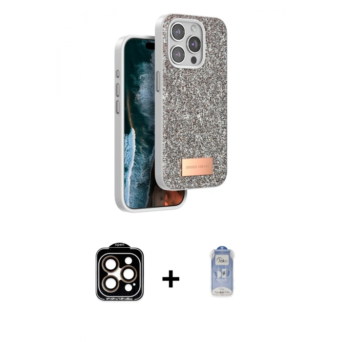 MARSİLYAN™- iPhone 15 Pro Max Kılıf Vadi Klasik Serisi - Siyah Joko Magic 5D Cam + PVD Metal Kamera Lens - TU
