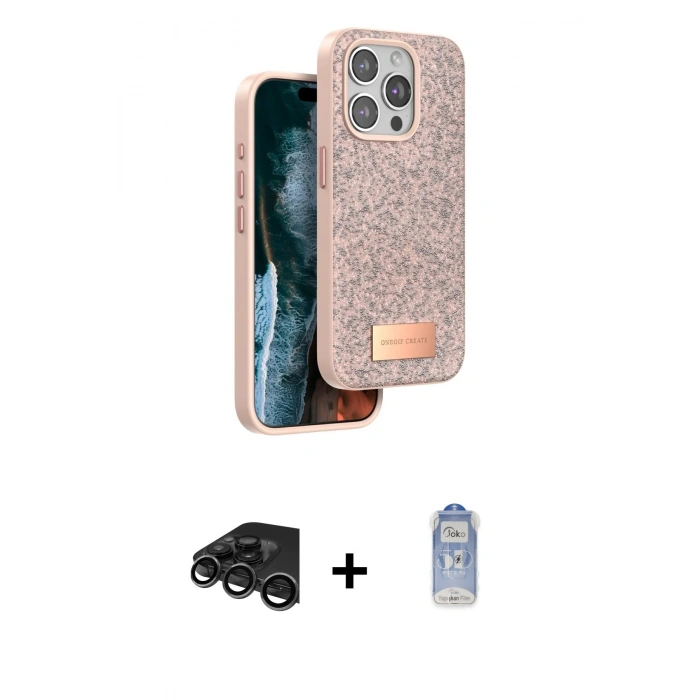 MARSİLYAN™- iPhone 15 Pro Max Kılıf Vadi Klasik Serisi - Siyah Joko Magic 5D Cam + Raze Metal Kamera Lens - TMGI