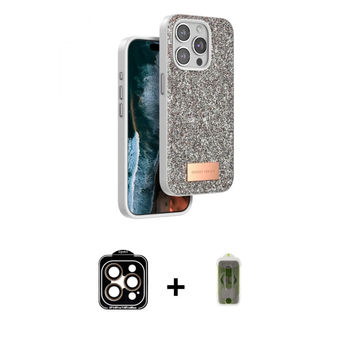 MARSİLYAN™- iPhone 15 Pro Max Kılıf Vadi Klasik Serisi - Siyah Joko Magic 5D Hayalet Cam + PVD Metal Kamera Lens - TU