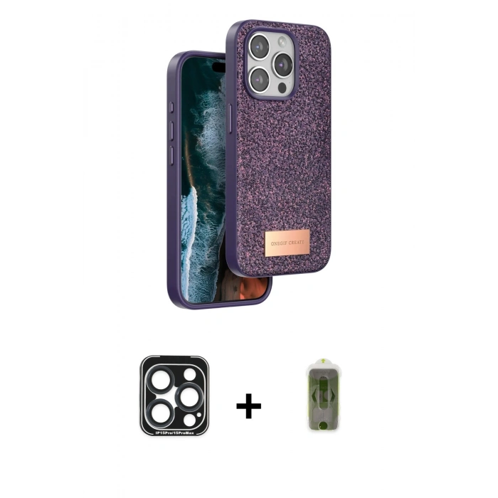 MARSİLYAN™- iPhone 15 Pro Max Kılıf Vadi Klasik Serisi - Siyah Joko Magic 5D Hayalet Cam + PVD Metal Kamera Lens - LT