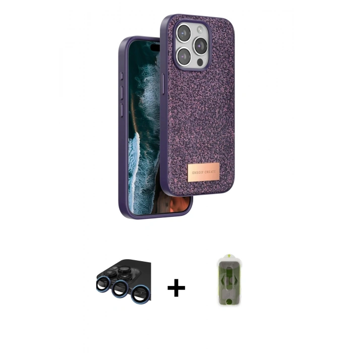 MARSİLYAN™- iPhone 15 Pro Max Kılıf Vadi Klasik Serisi - Siyah Joko Magic 5D Hayalet Cam + Raze Metal Kamera Lens - LT