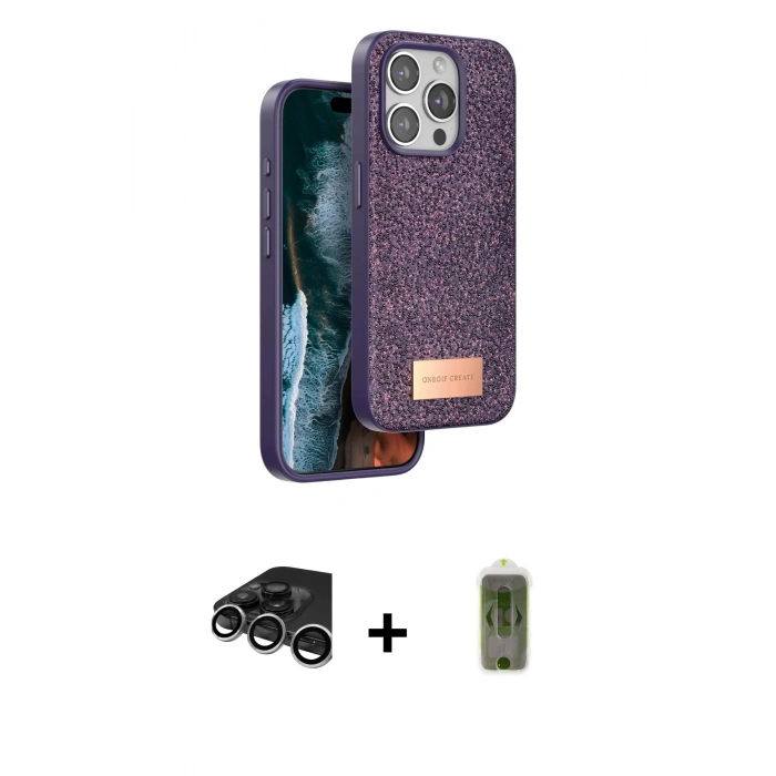 MARSİLYAN™- iPhone 15 Pro Max Kılıf Vadi Klasik Serisi - Siyah Joko Magic 5D Hayalet Cam + Raze Metal Kamera Lens - GS