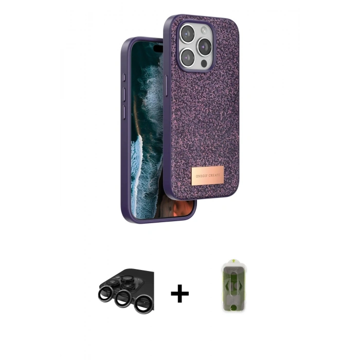 MARSİLYAN™- iPhone 15 Pro Max Kılıf Vadi Klasik Serisi - Siyah Joko Magic 5D Hayalet Cam + Raze Metal Kamera Lens - TMGI
