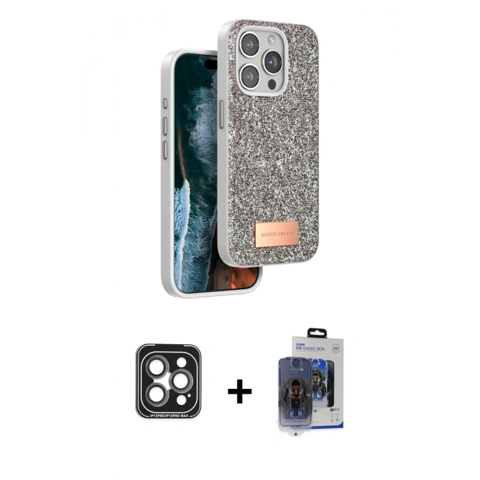 MARSİLYAN™- iPhone 15 Pro Max Kılıf Vadi Klasik Serisi - Siyah Vanessa Magic Cam + PVD Metal Kamera Lens - GI
