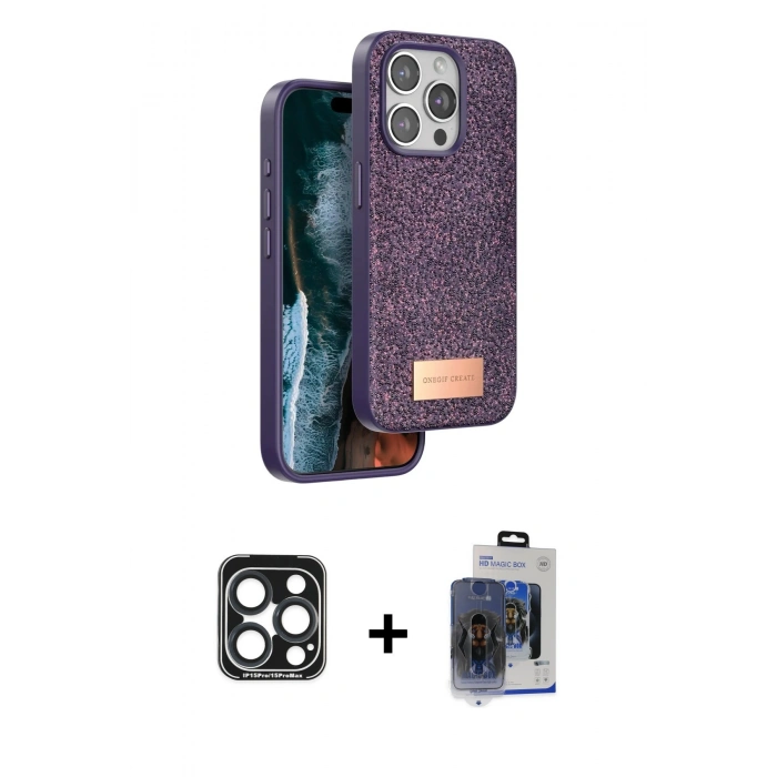 MARSİLYAN™- iPhone 15 Pro Max Kılıf Vadi Klasik Serisi - Siyah Vanessa Magic Cam + PVD Metal Kamera Lens - LT