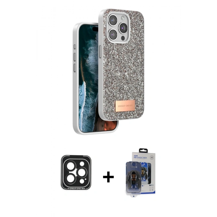 MARSİLYAN™- iPhone 15 Pro Max Kılıf Vadi Klasik Serisi - Siyah Vanessa Magic Cam + PVD Metal Kamera Lens - SH