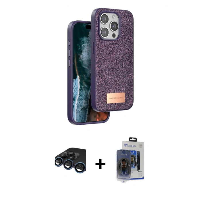 MARSİLYAN™- iPhone 15 Pro Max Kılıf Vadi Klasik Serisi - Siyah Vanessa Magic Cam + Raze Metal Kamera Lens - LT