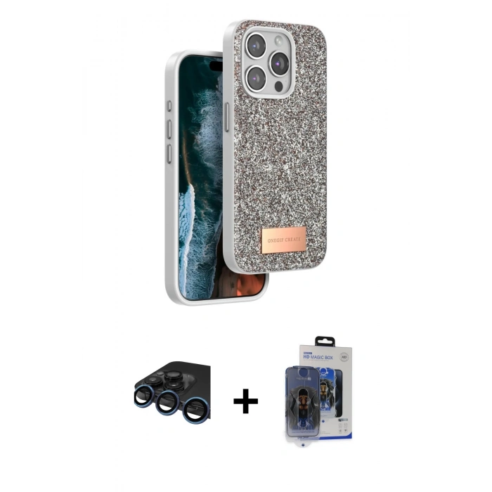MARSİLYAN™- iPhone 15 Pro Max Kılıf Vadi Klasik Serisi - Siyah Vanessa Magic Cam + Raze Metal Kamera Lens - LT
