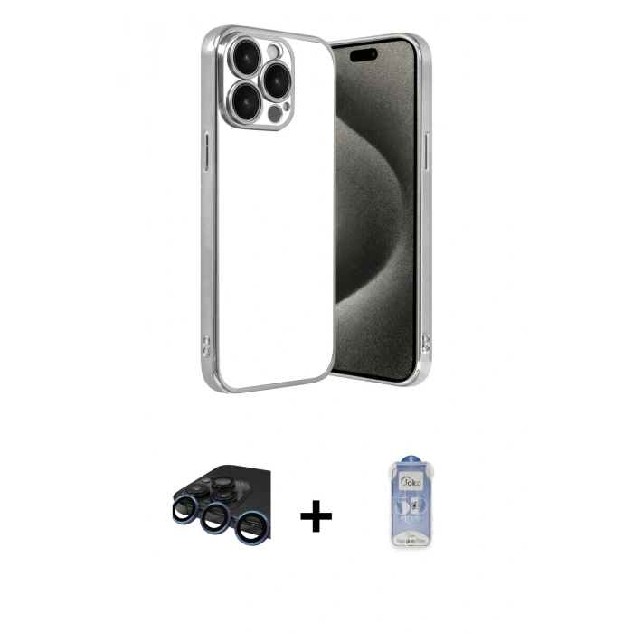 MARSİLYAN™- iPhone 15 Pro Max Kılıf Vadi Minimal - Siyah Joko Magic 5D Cam + Raze Metal Kamera Lens - LT