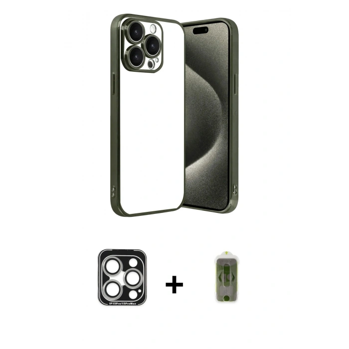 MARSİLYAN™- iPhone 15 Pro Max Kılıf Vadi Minimal - Siyah Joko Magic 5D Hayalet Cam + PVD Metal Kamera Lens - GS