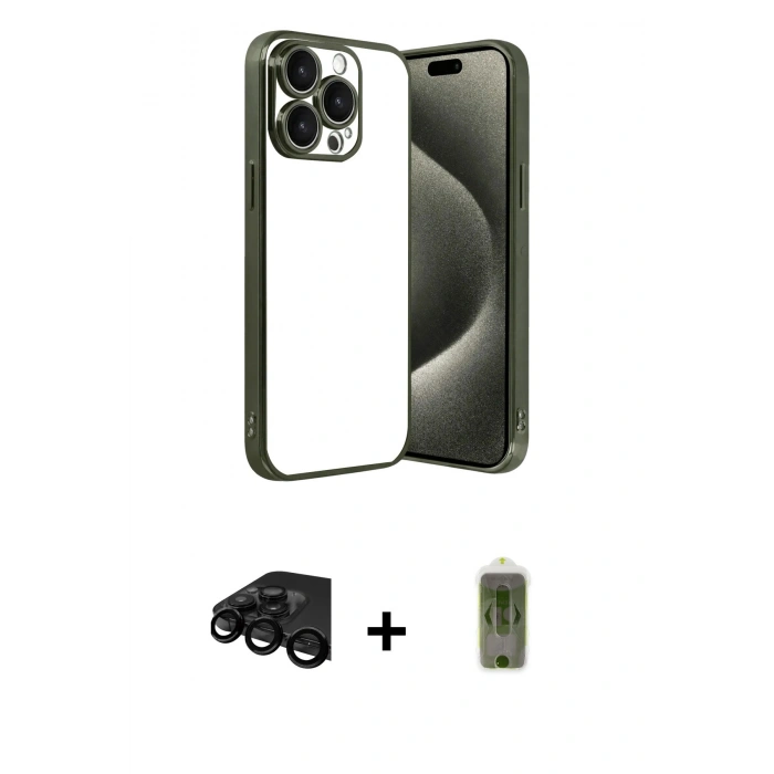 MARSİLYAN™- iPhone 15 Pro Max Kılıf Vadi Minimal - Siyah Joko Magic 5D Hayalet Cam + Raze Metal Kamera Lens - SH