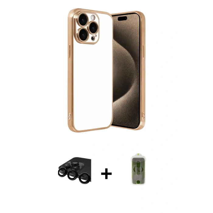 MARSİLYAN™- iPhone 15 Pro Max Kılıf Vadi Minimal - Siyah Joko Magic 5D Hayalet Cam + Raze Metal Kamera Lens - SH