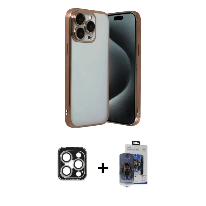 MARSİLYAN™- iPhone 15 Pro Max Kılıf Vadi Minimal - Siyah Vanessa Magic Cam + PVD Metal Kamera Lens - GS