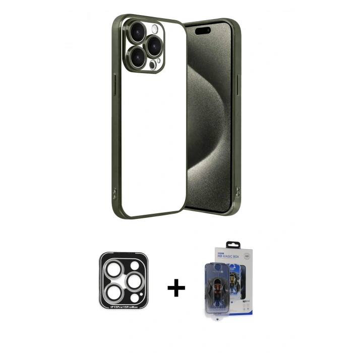 MARSİLYAN™- iPhone 15 Pro Max Kılıf Vadi Minimal - Siyah Vanessa Magic Cam + PVD Metal Kamera Lens - GS
