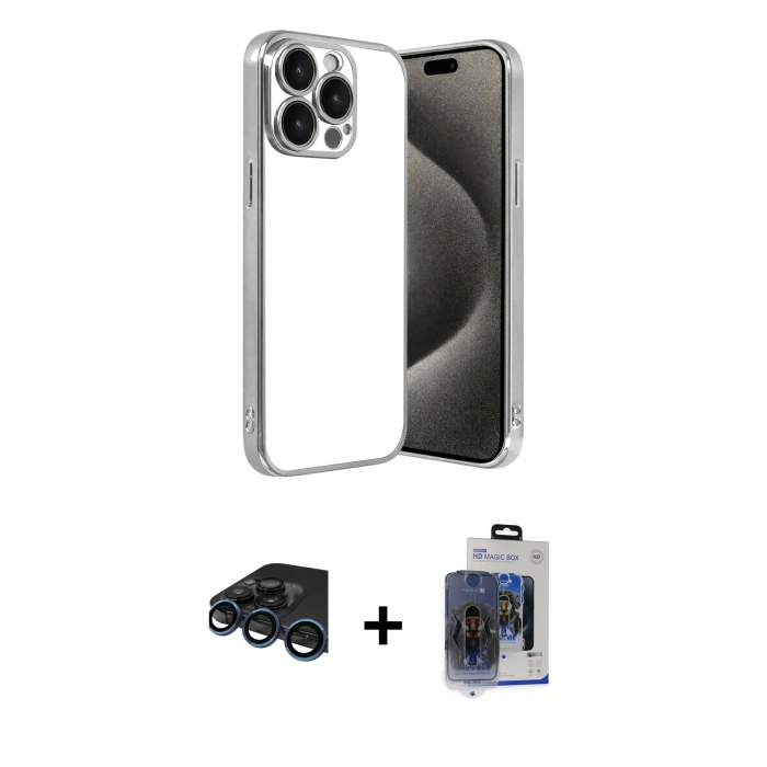 MARSİLYAN™- iPhone 15 Pro Max Kılıf Vadi Minimal - Siyah Vanessa Magic Cam + Raze Metal Kamera Lens - LT