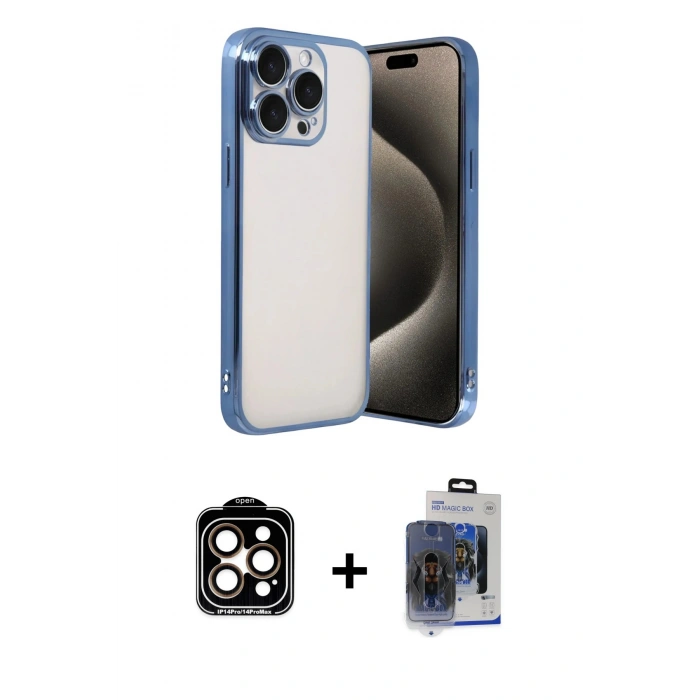 MARSİLYAN™- iPhone 15 Pro Max Kılıf Vadi Minimal - Siyah Vanessa Magic Cam + PVD Metal Kamera Lens - TU