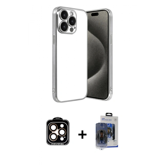 MARSİLYAN™- iPhone 15 Pro Max Kılıf Vadi Minimal - Siyah Vanessa Magic Cam + PVD Metal Kamera Lens - TU