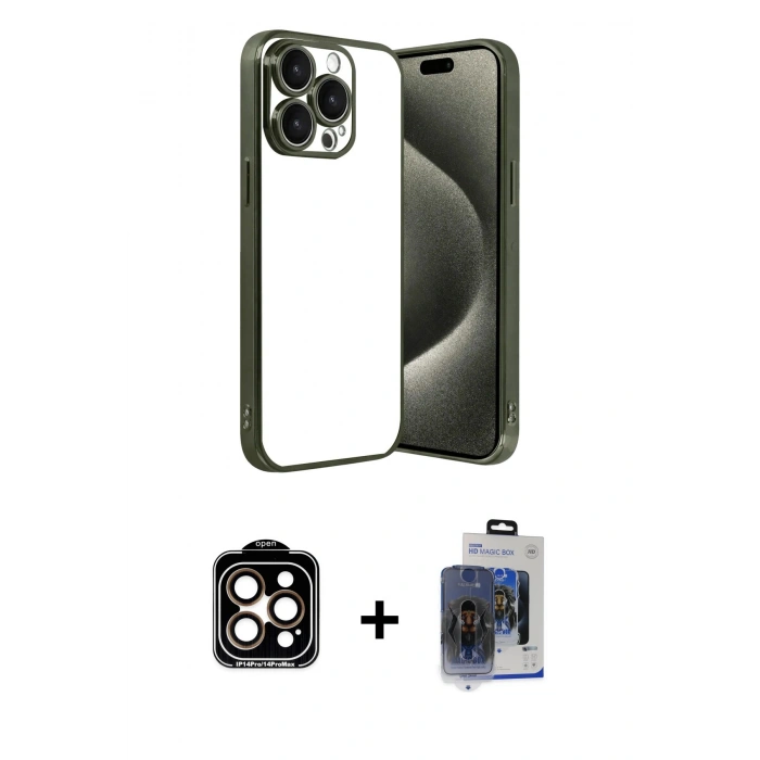 MARSİLYAN™- iPhone 15 Pro Max Kılıf Vadi Minimal - Siyah Vanessa Magic Cam + PVD Metal Kamera Lens - TU