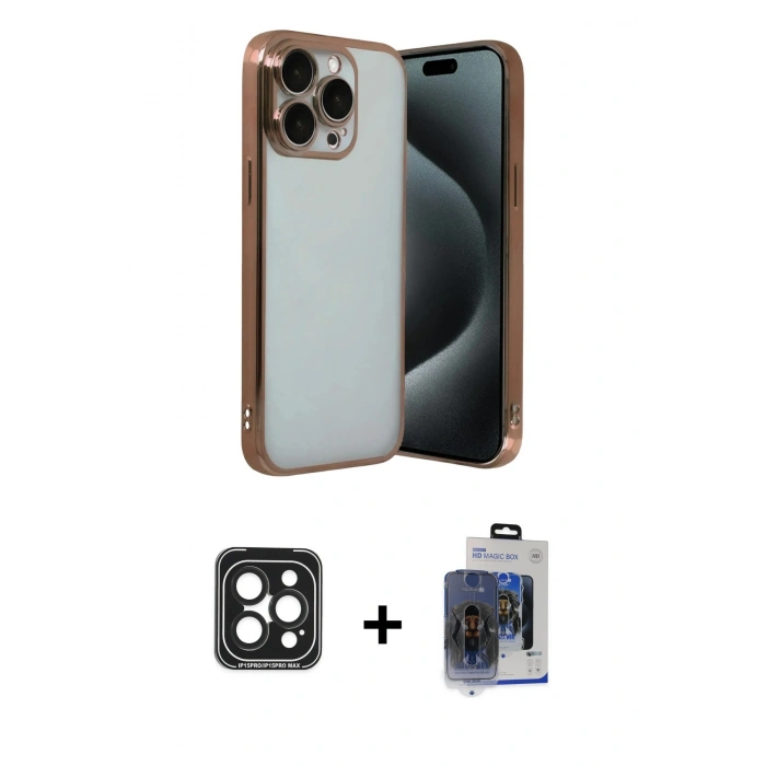 MARSİLYAN™- iPhone 15 Pro Max Kılıf Vadi Minimal - Siyah Vanessa Magic Cam + PVD Metal Kamera Lens - SH