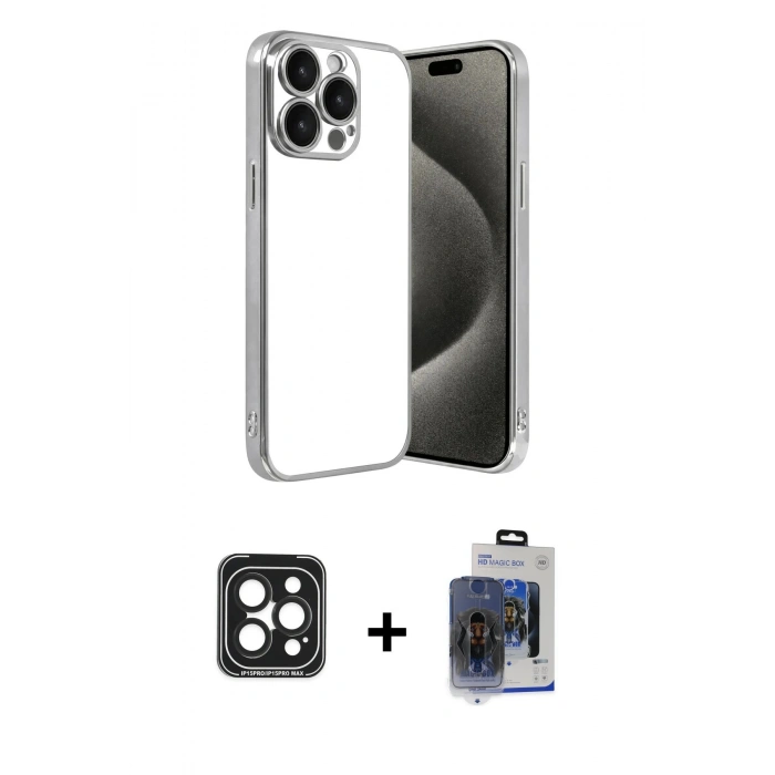 MARSİLYAN™- iPhone 15 Pro Max Kılıf Vadi Minimal - Siyah Vanessa Magic Cam + PVD Metal Kamera Lens - SH