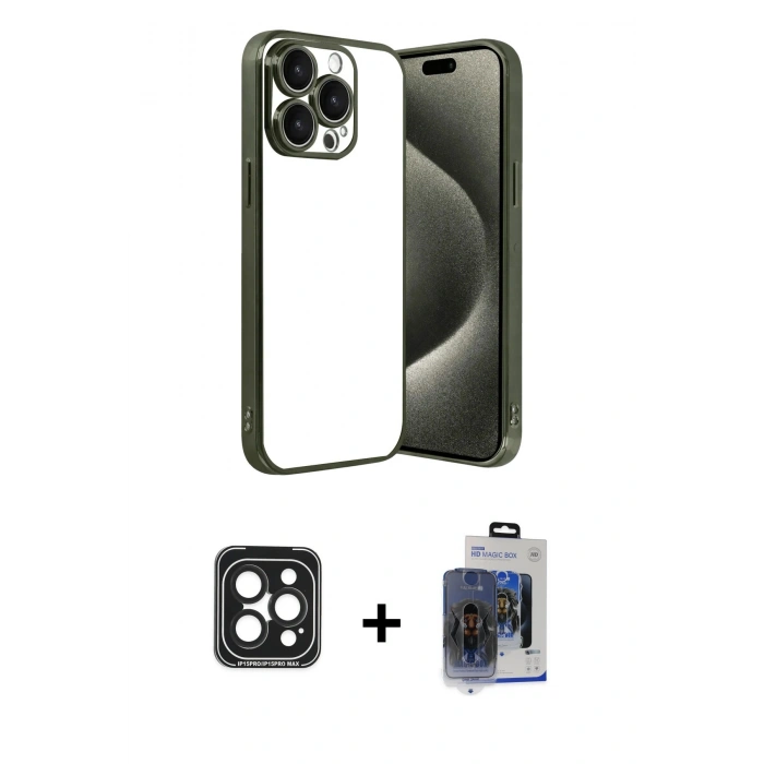 MARSİLYAN™- iPhone 15 Pro Max Kılıf Vadi Minimal - Siyah Vanessa Magic Cam + PVD Metal Kamera Lens - SH