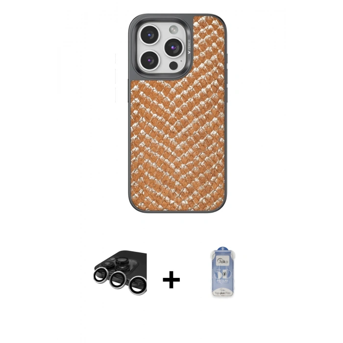 MARSİLYAN™- iPhone 15 Pro Max Kılıf Vadi Özel Seri - Siyah Joko Magic 5D Cam + Raze Metal Kamera Lens - GS
