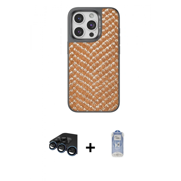 MARSİLYAN™- iPhone 15 Pro Max Kılıf Vadi Özel Seri - Siyah Joko Magic 5D Cam + Raze Metal Kamera Lens - LT