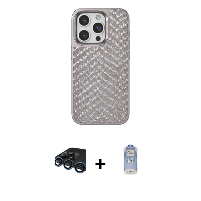 MARSİLYAN™- iPhone 15 Pro Max Kılıf Vadi Özel Seri - Siyah Joko Magic 5D Cam + Raze Metal Kamera Lens - LT