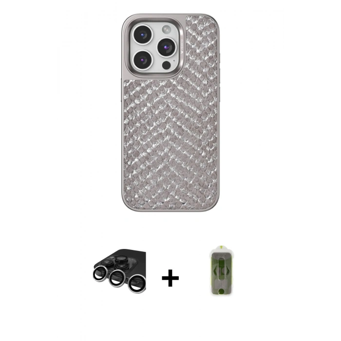 MARSİLYAN™- iPhone 15 Pro Max Kılıf Vadi Özel Seri - Siyah Joko Magic 5D Hayalet Cam + Raze Metal Kamera Lens - GS