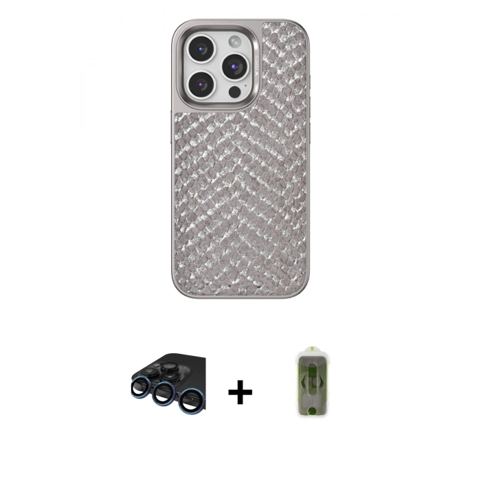 MARSİLYAN™- iPhone 15 Pro Max Kılıf Vadi Özel Seri - Siyah Joko Magic 5D Hayalet Cam + Raze Metal Kamera Lens - LT