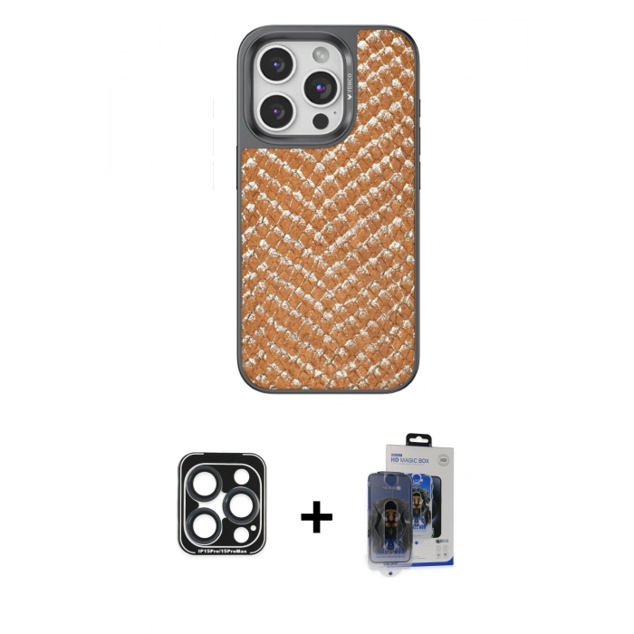 MARSİLYAN™- iPhone 15 Pro Max Kılıf Vadi Özel Seri - Siyah Vanessa Magic Cam + PVD Metal Kamera Lens - LT