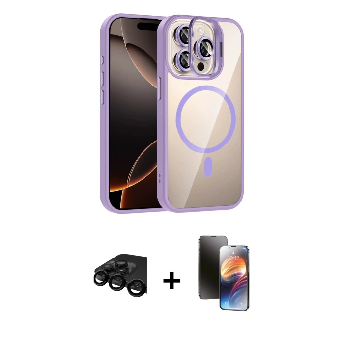 MARSİLYAN™- iPhone 15 Pro Max Kılıf Yadigar Asil Koleksiyonu - Siyah 3D Antistatik Mat Seramik Nano Ekran Koruyucu + Siyah Raze Metal Kamera Lens