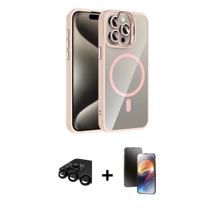 MARSİLYAN™- iPhone 15 Pro Max Kılıf Yadigar Asil Koleksiyonu - Siyah 3D Antistatik Mat Seramik Nano Ekran Koruyucu + Siyah Raze Metal Kamera Lens