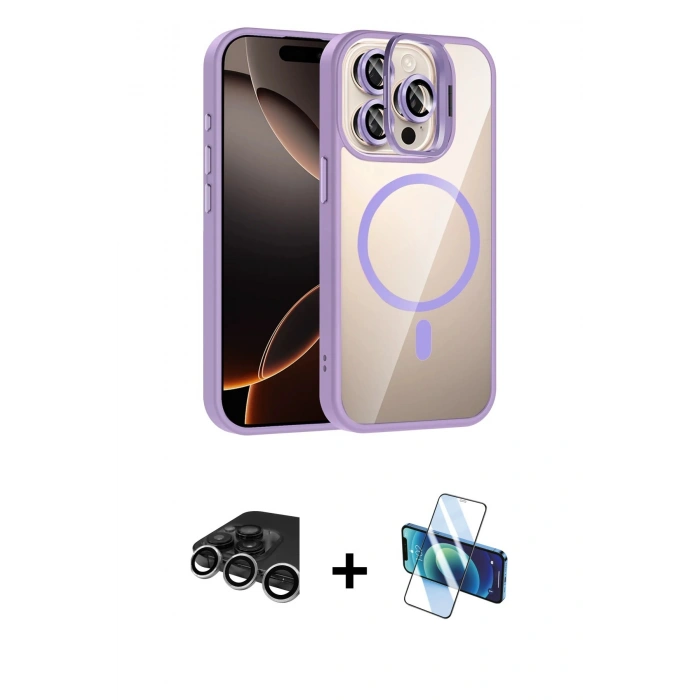 MARSİLYAN™- iPhone 15 Pro Max Kılıf Yadigar Asil Koleksiyonu - Siyah 3D Antistatik Seramik Nano Ekran Koruyucu + Raze Metal Kamera Lens - GS