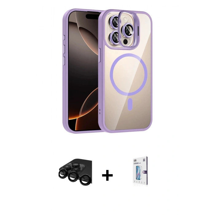 MARSİLYAN™- iPhone 15 Pro Max Kılıf Yadigar Asil Koleksiyonu - Siyah Bilvis 0.18mm Plus Cam Ekran Koruyucu + Siyah Raze Metal Kamera Lens