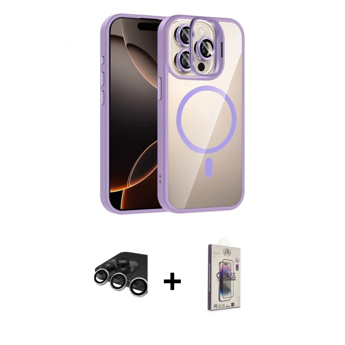 MARSİLYAN™- iPhone 15 Pro Max Kılıf Yadigar Asil Koleksiyonu - Siyah Bilvis 3D Cam Ekran Koruyucu + Raze Metal Kamera Lens - GS