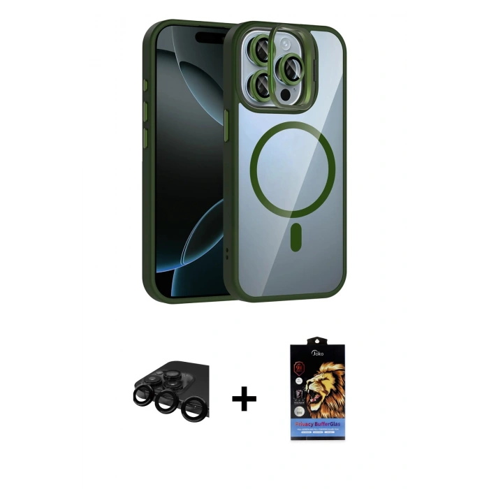 MARSİLYAN™- iPhone 15 Pro Max Kılıf Yadigar Asil Koleksiyonu - Siyah Buffer Hayalet Cam Ekran Koruyucu + Raze Metal Kamera Lens - SH