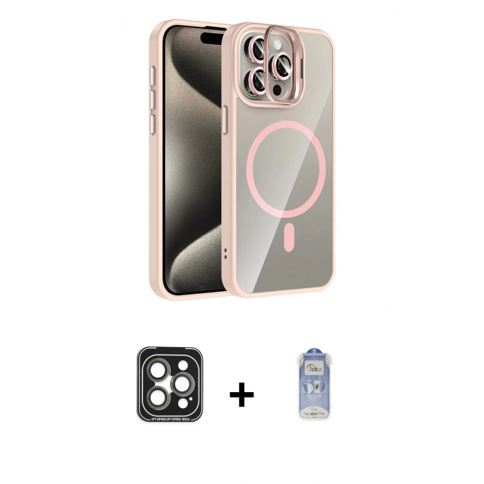 MARSİLYAN™- iPhone 15 Pro Max Kılıf Yadigar Asil Koleksiyonu - Siyah Joko Magic 5D Cam + PVD Metal Kamera Lens - GI
